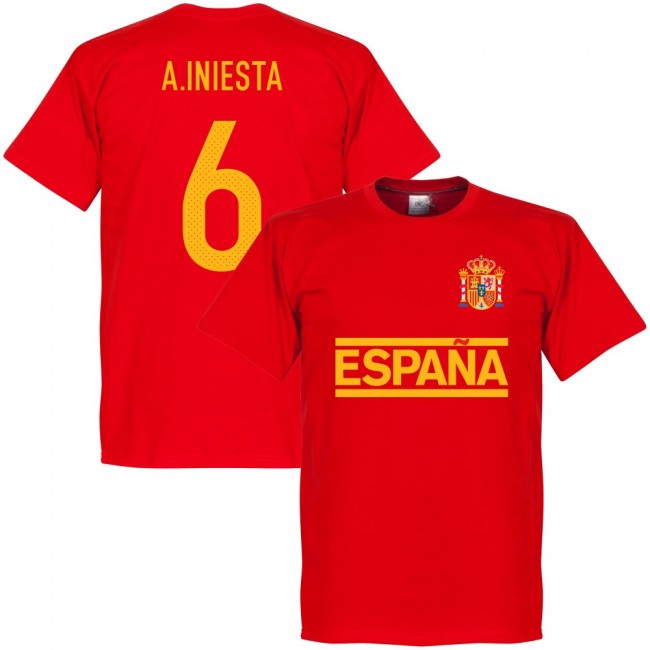Spain A. Iniesta Team T-Shirt - Red