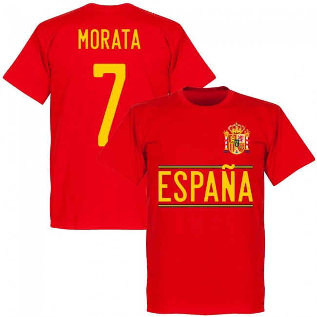 Spain Morata 7 2020 Team T-Shirt - Red