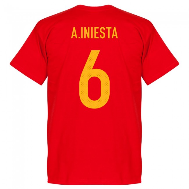 Spain A. Iniesta Team T-Shirt - Red