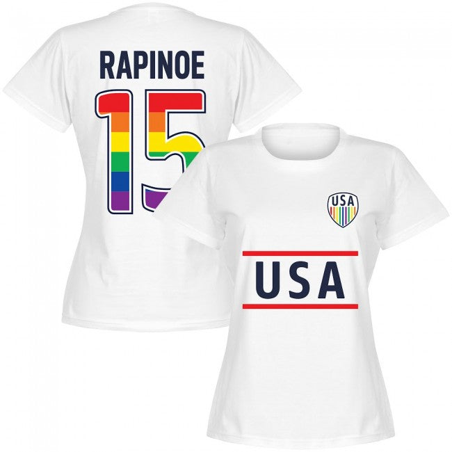 USA Rapinoe 15 Team Pride Womens T-Shirt - White