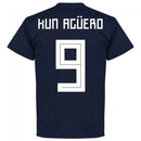 Argentina Kun Agüero 9 Team T-Shirt - Navy