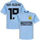Argentina Kun Aguero 19 Team T-Shirt - Sky