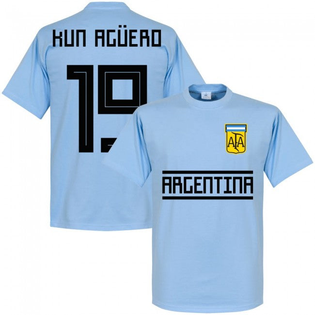 Argentina Kun Aguero 19 Team T-Shirt - Sky