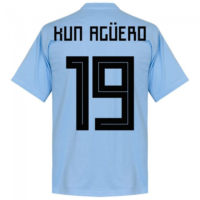 Argentina Kun Aguero 19 Team T-Shirt - Sky