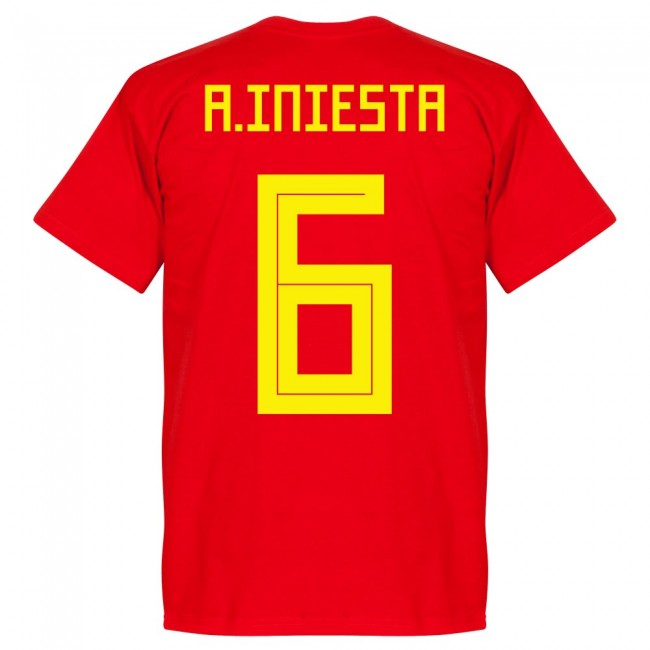 Spain A. Iniesta 6 Team T-Shirt - Red