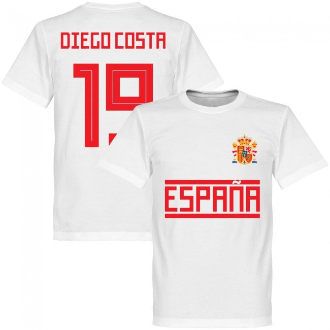 Spain Diego Costa 19 Team T-Shirt - White