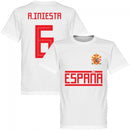 Spain Iniesta 6 Team T-Shirt - White