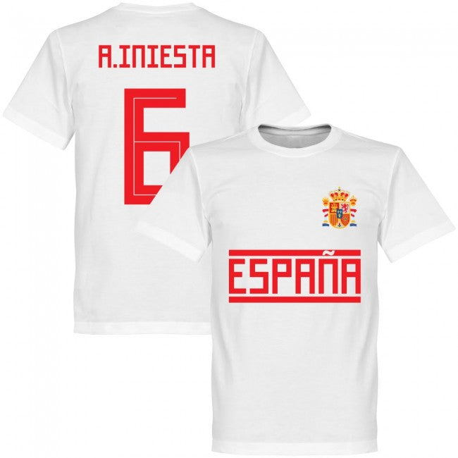 Spain Iniesta 6 Team T-Shirt - White
