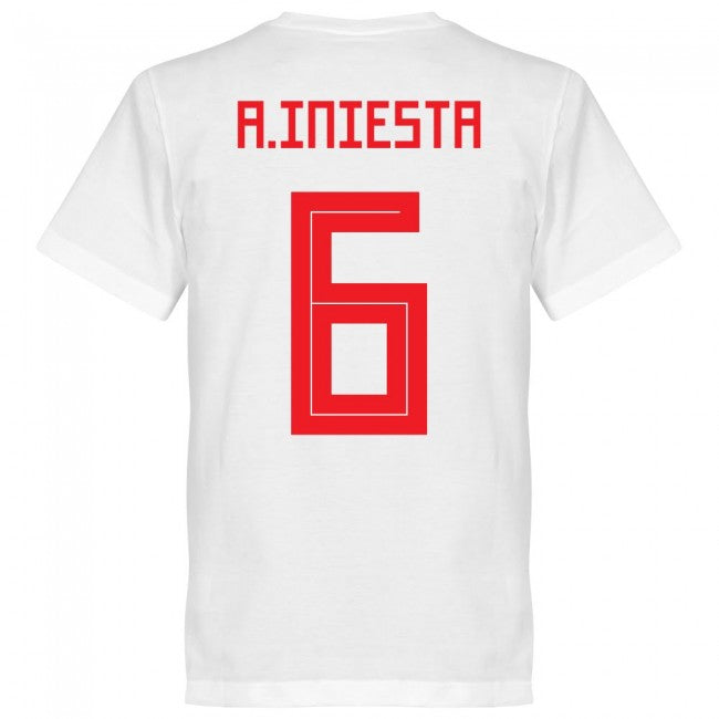Spain Iniesta 6 Team T-Shirt - White