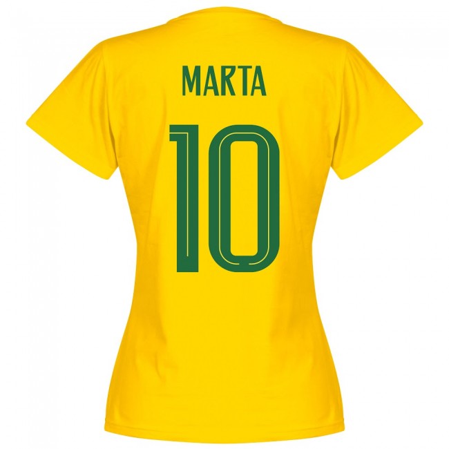 Brazil Team Womens Marta 10 T-shirt - Yellow