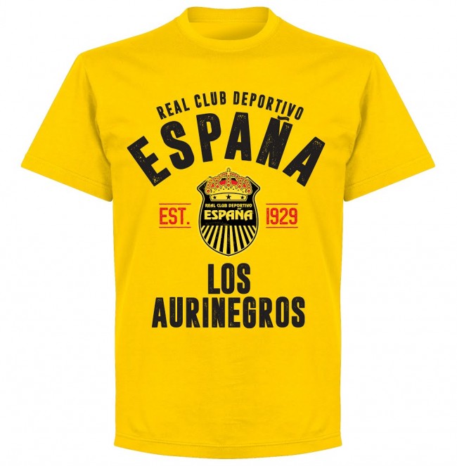 Real Club Deportivo Espana Established T-shirt - Yellow - Terrace Gear