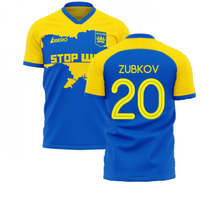 Ukraine Stop War Concept Football Kit (Libero) - Blue (ZUBKOV 20)